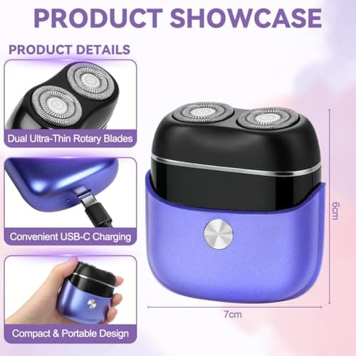 LOPHE Lady Shaver Mini Electric Razor for Women, 2-in-1 Floating Head Portable Facial Hair Remover, Rechargeable Wet Dry Cordless with Type-C, Gentle Painless for Sensitive Skin, Purple — view 2