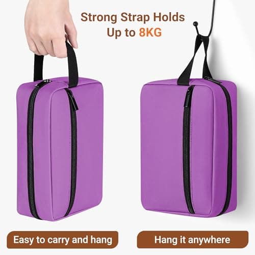 Elviros Travel Toiletry Bag for Women and Men, Lightweight Makeup Bag Hanging Dopp Kit with Shaving Compartment Cosmetic Organizer Small Tool Bag Travel Essentials Gift for Women, Grape Purple — view 3