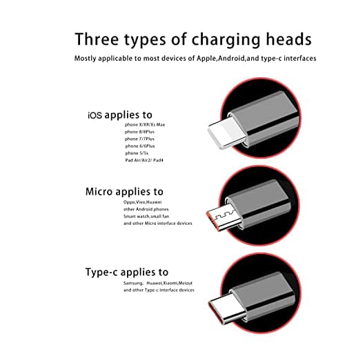 SDBAUX 4 in 1 Retractable Multi USB Charger Cable, 3A Fast Charging Cord 1M — view 5