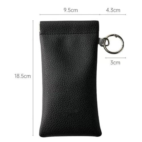 YWMJZEU Sunglasses Pouch Eyeglasses Case Glasses Bag Storage Organizer Faux Leather Water Resistant Compression Resistant with Lanyard Suitable for Commute Ba, black — view 6