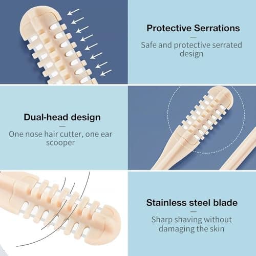limveso 2-in-1 Nasal Hair Cutter, 2025 Upgrade Portable Manual Double Sided Nose Hair Knife, 360° Nostril Hair Remover Tool, Nasal Hair Cutter for Men Women, Soft Cleaning Brush (Mix 1, 3PCS) — view 3