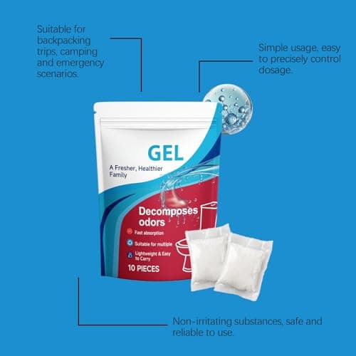 2-Pack Portable Toilet Gel,Portable Toilet Camping with Absorbent Crystals & Powder,Fast-Acting Toilets Powder Gel for Outdoor,Car,Survival Kits & Odour Control,Camping Toilets Bags — view 4