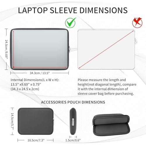 RAINYEAR 14 Inch Laptop Sleeve Case with Accessories Pouch, Grey — view 6