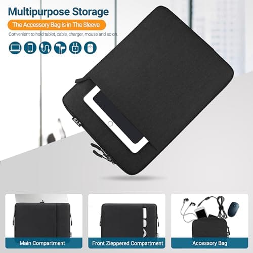 ZYB Laptop Sleeve 14 Inch, Waterproof Shockproof 14 Inch Laptop Case for 14" Notebook Lenovo Thinkpad IdeaPad, MacBook Air 15.3 2026-2023 M5 M4 M3 M2, 14" HP Dell Acer Chromebook Mac Pro 15-Black — view 5