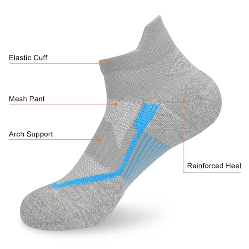 ouhos 5 Pairs Womens Cotton Cushioned Trainer Socks UK Size 4-7, Low Cut Breathable Anti-Friction Sports Ankle Socks for Running Gym Fitness — view 4