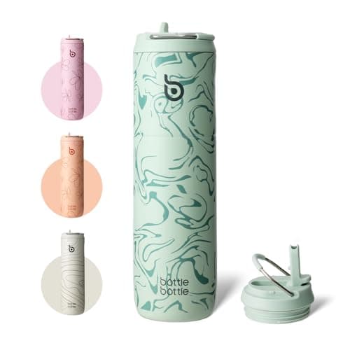 Bottle Bottle Stainless Steel Water Bottle 700ml with Straw and Lid Sports Insulated Metal Water Bottles with Handle(Valley Green)
