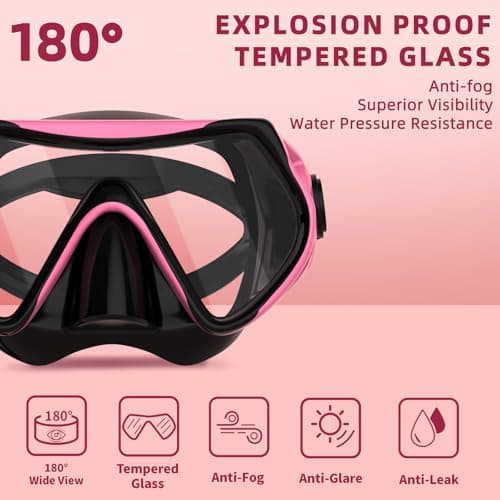 Snorkel Set Adults, JRing Snorkel Set with Anti Fog Goggles Dry Snorkel — view 2