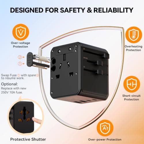 Auxmir Universal Travel Adapter Worldwide, 25W Fast Charging, USB-C & USB-A — view 2