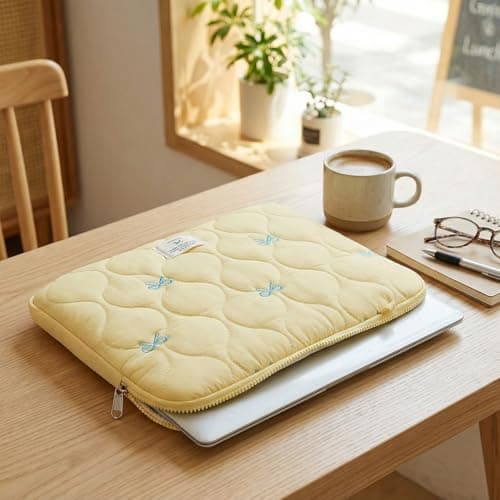 15Inch Nylon Pleated Cute Laptop Bag Large Shoulder Bag for (Yellow) (style8) — view 5