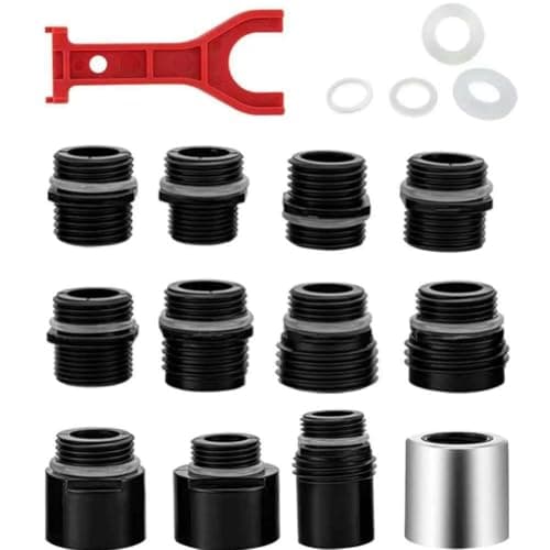LatoYard Universal Pull Out Faucet Adapter Set, 12-Pack Thread Connectors Including G1/2 and 5/8-18UN, Durable ABS Plastic Fitting Kit with Wrench for Kitchen Taps