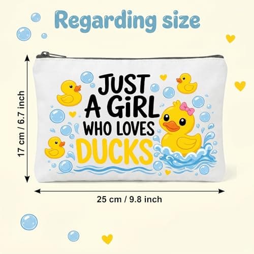 prezentz Duck Gifts Set for Women and Girls, 3 Pcs Canvas Makeup Bag with Socks and Keyring, Cute Yellow Duck Accessories, Just A Girl Who Loves Ducks, Christmas Birthday Gifts for Mum Sister Friend — view 2