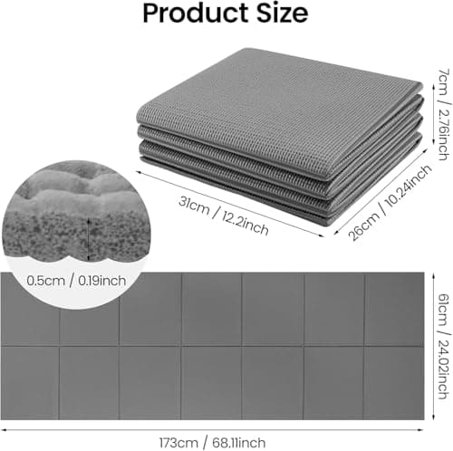 M.J COMFY-LIFE Travel Foldable Yoga Mat — 5mm Non-Slip Portable Exercise & Gym Mat for Yoga, Pilates, Travel & Fitness (Lightweight, Water-Resistant, Fits Backpack) — Unisex (Gray) — view 3