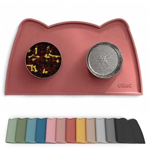 OHMO Silicone Cat Food Mat for Food&Water Bowls, 46x25cm, Brick Red