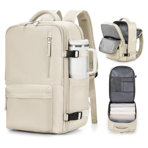 VGCUB Carry on Backpack,Large Travel Backpack for Women Men Airline Approved Gym Backpack Business Laptop Daypack,Beige