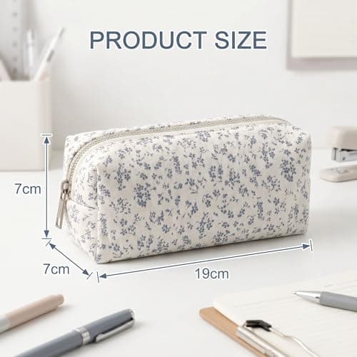 2pcs Pencil Case for Girls, Large Capacity Pencil Cases Flowers, Cute Pencil Pouch, Personalised Big Oencil Cases, Fabric Pencilcase Essentials School Supplies Stationery Organizer for Teenage Women — view 2