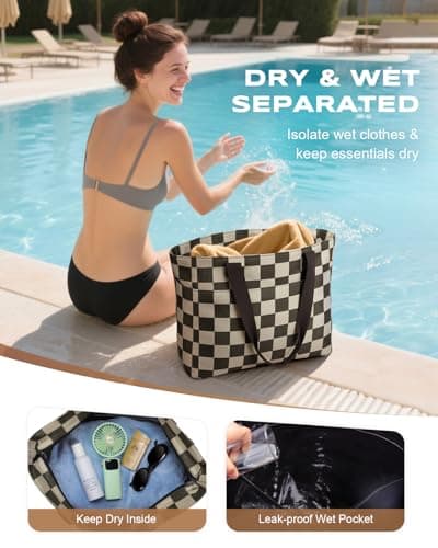 EOIWUY Large Beach Bag, 35L Waterproof Sandproof Beach Bags for Women Men — view 2