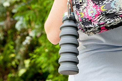 Joie Collapsible Water Bottle On The Go for Backpacking, Hiking, Camping, and Sports, BPA Free, Silicone, Reusable and Includes Carabiner for Water Bottle | 16 oz. — view 6