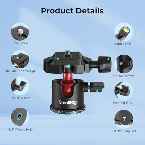 SMALLRIG Mini Tripod Tabletop Tripod with 360° Ball Head and 1/4 Screw for DSLR Cameras, Projectors, Webcams, GoPro and Smartphone Mount Adapter - BUT2664 — view 2