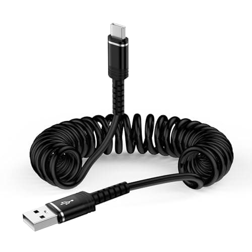 Coiled USB C Cable Short [0.3-1m] for Car, Charger Cable Type C Fast Charging Retractable Phone Charger Android Auto Cable for Samsung Galaxy A57 A17 A16 A56 A26 A36 A55 S26 S25 S24 S23 S22 S21 S20 FE