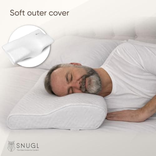 SNUGL Memory Foam Pillow Cervical PRO – Neck Pillow, Shoulder Support | Ergonomic Firm Pillows for Neck and Shoulder Pain | Orthopedic Contour Bed Pillows for Side Sleepers (Large) — view 5