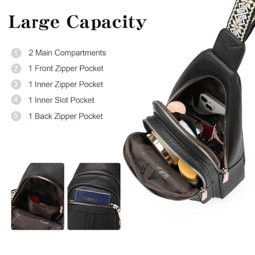 GAEKEAO Sling Bag for Women Crossbody Bags Fanny Pack Cross Body Bags Vegan Leather Chest Bag Travel Shoulder Belt Purse Backpack Gifts — view 2