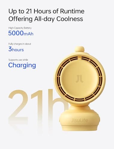 JISULIFE Chic Stroller Fan 2026 –Baby Cool Helper: Smart 120° Auto Oscillation with 100 Speeds, 21H Super-Long Battery, Portable Baby Fan for Crib, Stroller & Bedroom, Gift for Moms-Yellow(Quadpod) — view 3