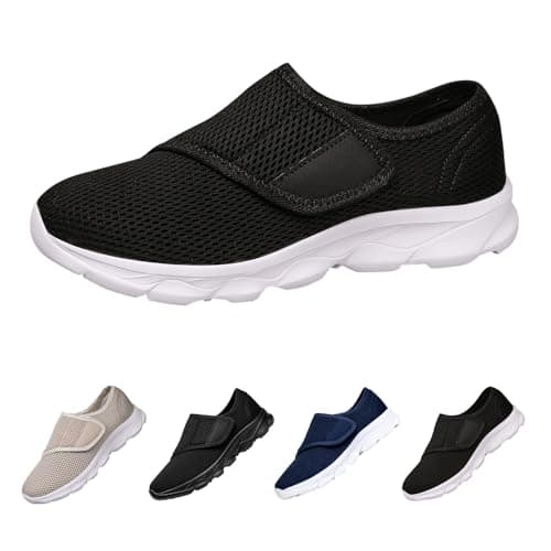 Men’s Slip On Walking Trainers with Cross Elastic Band Breathable Mesh Lightweight Cushioned Shoes for Summer Travel Outdoor Activities White, Size 7.5 — view 4