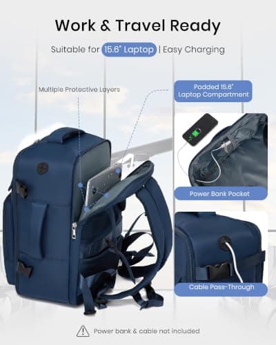 Kono Ryanair Cabin Bag 40x30x20, Underseat Travel Backpack Navy Classic — view 5