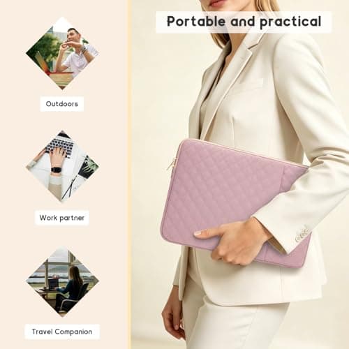 Songbala Laptop Sleeve 13-14 Inch Cover Protective Case Compatible with 14” MacBook Pro M3/M2/M1 13-14” Chromebook Notebook Computer, Slim Waterproof Padded Case with Pocket, Pink — view 6