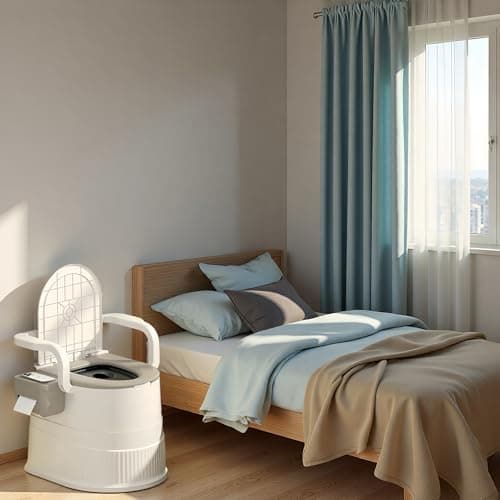 RVTENRIO Portable Toilet Chair with Backrest and Armrests - Grey — view 4