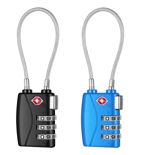 NAGE TSA Approved Luggage Locks with Open Alert Indicator (2P, Black&Blue)