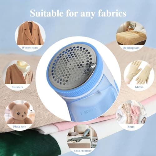 TOUCHBeauty Battery Operated Fabric Shaver, Portable Lint Remover for Clothes & Furniture with Detachable Lint Container, Stainless Steel Blades, Handheld Bobble Remover for Sweaters, Coats & Sofas — view 2