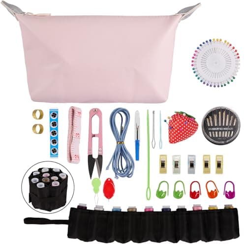 Sewing Kit, Mini Sewing Kits 117 PCS Thread and Needles Set for Adults with Portable Sewing Accessories Bag, DIY, Beginners, Emergency, Kids, Summer Campers, Travel and Home, with Scissors, Thimble