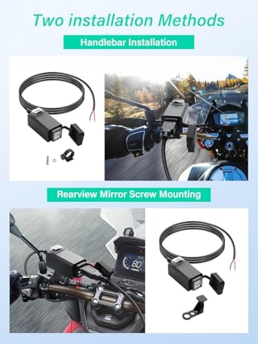 PNGKNYOCN Motorcycle USB Charger, 3.1A Dual USB Motorcycle Waterproof Charger with Switch for Phone, Tablet, GPS, etc(1.2M) — view 5