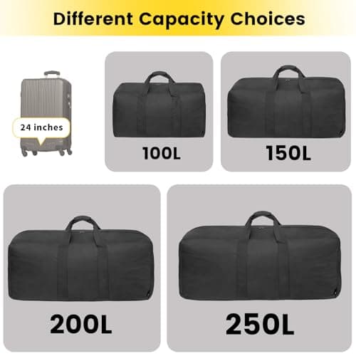 Vorspack 100L Extra Large Foldable Duffle Bag for Travel, Camping, Black — view 6