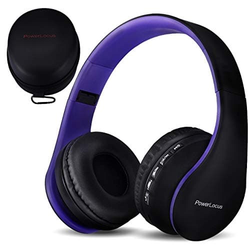 PowerLocus Wireless Bluetooth Over-Ear Stereo Foldable Headphones, Wired Headsets Noise Cancelling with Built-in Microphone for iPhone, Samsung, LG, iPad (Purple)