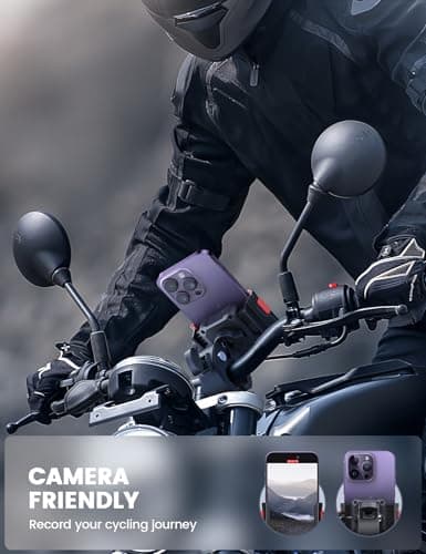 Lamicall Motorcycle Phone Holder for Filming - 【1s Quick Release】 Universal Motorbike Phone Mount, Phone Holder Bike for iPhone 17 16 15 14 13 Pro Max Plus Air Mini, Samsung S24 Ultra, 4.7-7” - Red — view 2