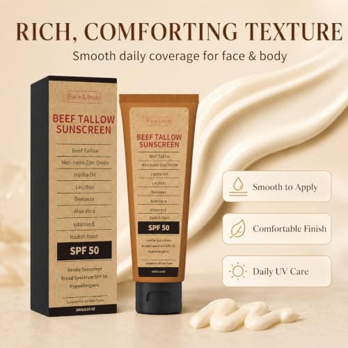 Beef Tallow Sunscreen SPF 50, Natural Sunscreen for Face & Body, 100 g — view 4