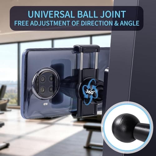 Gym Phone Holder – Rotatable Mount Clip, Exercise Equipment Stand, Strong Magnetic Attachment | Cycling Treadmill Fitness Use, Hands Free Video Recording For Home Workout Travel Office Desk Setup — view 4
