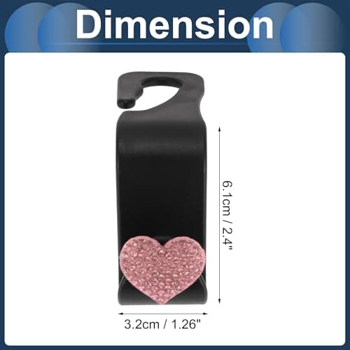 INFINAUTO Car Seat Headrest Hook Plastic Rhinestone Sturdy Pink 2.4"x1.26" — view 4