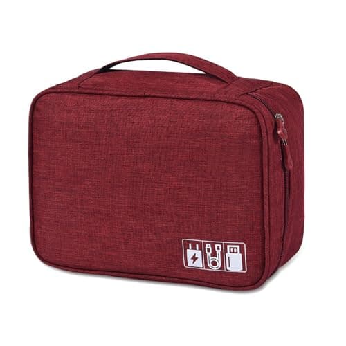 Megcdtr Electronic Organizer, Travel Cable Organiser Bag(Burgundy)