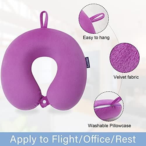 Gosider Travel Pillow Soft U Shape Memory Foam Neck Pillow, Purple — view 2
