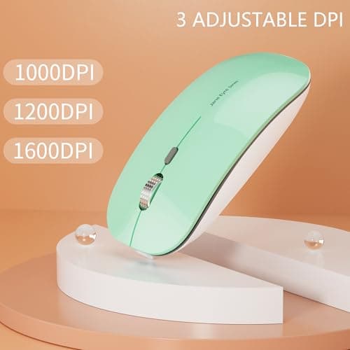 Uiosmuph Q5 Wireless Mouse, Silent Rechargeable Mice for Laptop Slim- Mint — view 3