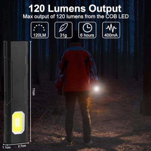 AXFEE Flat EDC Torch, USB C Rechargeable COB Work Light — view 3