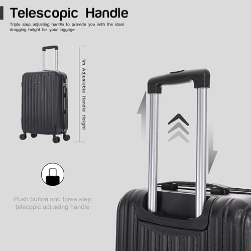 Aerostar 28" Large Suitcase Super Lightweight 4 Wheel Dual Spinner ABS Hard Shell Check in Luggage with Integrated Combination Lock for 23kg (Black, 100 Litre) — view 4