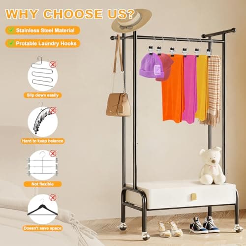 20 Pack Trouser Hangers w/Rubber Coated, Portable Hanger Clips for Travel, Leggings Organizer for Closet Space Saving, Holds Hats Boots Skirts Shorts Jeans (Black) — view 6