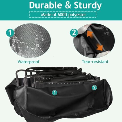Large Garden Chair Furniture Cushion Storage Bag, 105x73x28cm Heavy Duty 600D Reclining Folding Chairs Cover for Beach Lounge Camping Gravity Folding Patio Chaise, Extra Large Travel Bag, Black — view 3