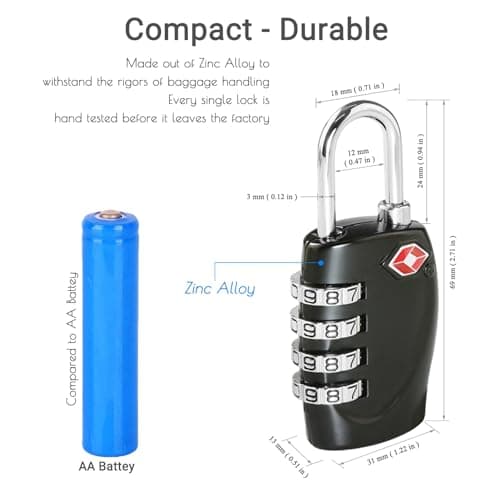 CFMOUR Suitcase Locks, TSA Approved Luggage Locks, 4-dial, Blue, 4 Pcs — view 4