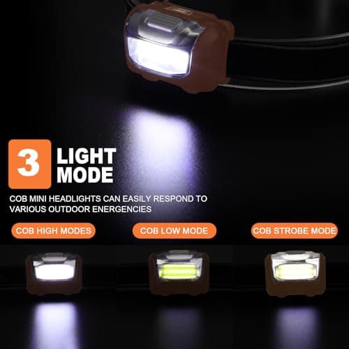 Macarrie 18 Pack LED Headlamps Bulk, Ipx4 Waterproof 3 Modes, Orange — view 3