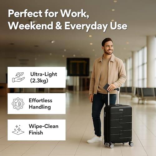 WORLD EXPLORER Black Cabin Suitcase 55x40x20cm, 34L ABS Hardshell, 4 Wheels — view 5